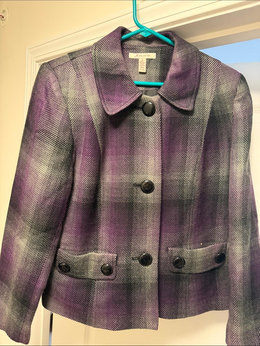 Worthington Purple and Gray Plaid Women's Blazer